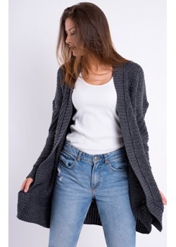 Klasyczny niezapinany kardigan damski Lou grafitowy ze sklepu intimiti.pl w kategorii Swetry damskie - zdjęcie 188682544