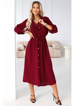 Numoco 651-2 szmizjerka - koszulowa sukienka midi z guzikami i paskiem ze sklepu intimiti.pl w kategorii Sukienki - zdjęcie 188684370