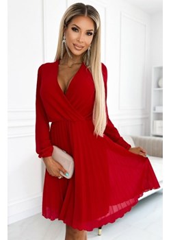 Numoco 313-13 ISABELLE plisowana sukienka z długim rękawkiem i kopertowym dekoltem ze sklepu intimiti.pl w kategorii Sukienki - zdjęcie 188684482