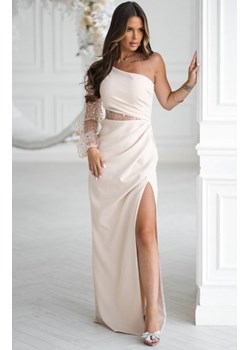 Bicotone asymetryczna maxi sukienka z cekinami beżowa ze sklepu intimiti.pl w kategorii Sukienki - zdjęcie 188684500