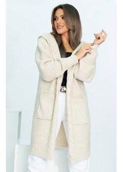 Długi kardigan typu płaszczyk HENA z kapturem ze sklepu intimiti.pl w kategorii Swetry damskie - zdjęcie 188684604
