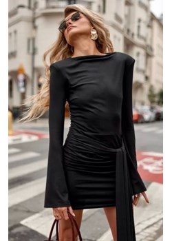 Mini sukienka czarna z szarfą wiskoza - polska marka ze sklepu intimiti.pl w kategorii Sukienki - zdjęcie 188684811