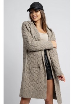 Oversizowy kardigan damski z kapturem Laval mocca ze sklepu intimiti.pl w kategorii Swetry damskie - zdjęcie 188684881