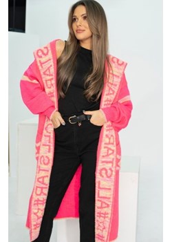 Długi różowy sweter damski z kapturem Star - polska marka ze sklepu intimiti.pl w kategorii Swetry damskie - zdjęcie 188684980