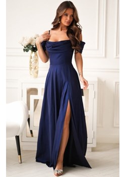 Bicotone 330 długa sukienka z opadającymi ramionami błysk granatowa ze sklepu intimiti.pl w kategorii Sukienki - zdjęcie 188685004