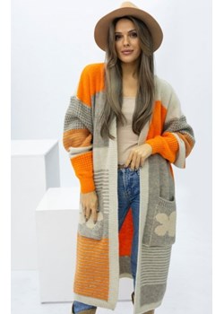 Oversizowy długi kardigan damski z kiszeniami Marbelio mocca - polska marka ze sklepu intimiti.pl w kategorii Swetry damskie - zdjęcie 188685051