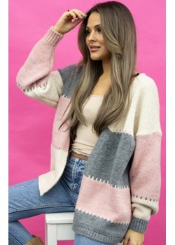 Kardigan oversize Merci – niezapinany sweter damski pudrowy ze sklepu intimiti.pl w kategorii Swetry damskie - zdjęcie 188685210