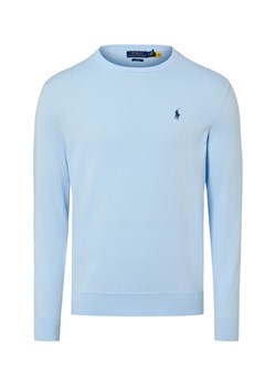 Polo Ralph Lauren Męski sweter z dzianiny Mężczyźni Bawełna (100%) jasnoniebieski jednolity ze sklepu vangraaf w kategorii Swetry męskie - zdjęcie 188685280