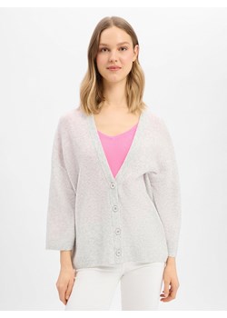 american vintage Damski kardigan z wełną - Damsville Kobiety Sztuczne włókno jasny szary marmurkowy ze sklepu vangraaf w kategorii Swetry damskie - zdjęcie 188685290