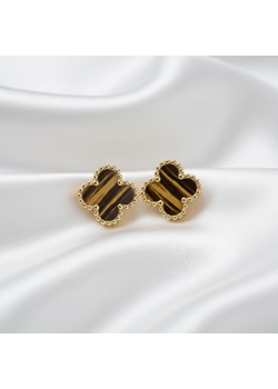 Kolczyki złote koniczynka brąz elegancka stal szlachetna ze sklepu otien.com w kategorii Kolczyki - zdjęcie 188688323