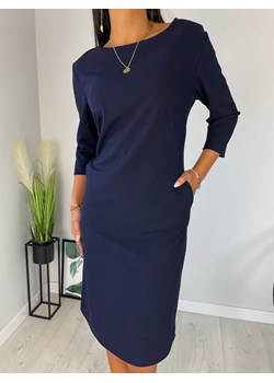 Granatowa Sukienka z Kieszeniami ze sklepu ModnaKiecka.pl w kategorii Sukienki - zdjęcie 188688392