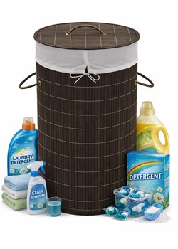 Okrągły bambusowy kosz na pranie N8-L75 ze sklepu Edinos.pl w kategorii Kosze na pranie - zdjęcie 188689290