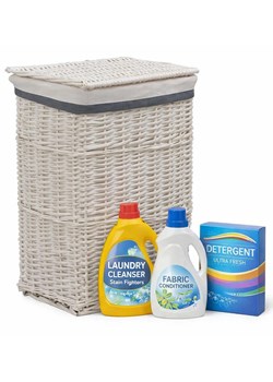 Wiklinowy na pranie kosz biały A2-K86 ze sklepu Edinos.pl w kategorii Kosze na pranie - zdjęcie 188689294