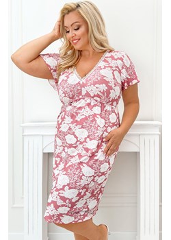 Koszula nocna damska w kwiaty plus size Tina, Kolor koralowy-wzór, Rozmiar 3XL, Donna ze sklepu Intymna w kategorii Koszule nocne - zdjęcie 188691250