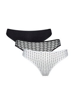 Esotiq 3-pack stringi damskie Mia-Mia 44292-K002, Kolor czarno-biały-wzór, Rozmiar L, Esotiq ze sklepu Intymna w kategorii Majtki damskie - zdjęcie 188691484