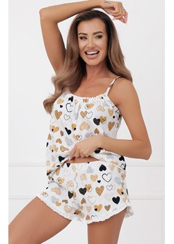 Piżama damska na wąskie ramiączko i krótkie spodenki Soraja, Kolor ecru-wzór, Rozmiar S, Italian Fashion ze sklepu Intymna w kategorii Piżamy damskie - zdjęcie 188691643
