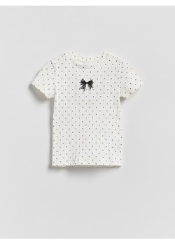 Reserved - T-shirt w kropki - złamana biel ze sklepu Reserved w kategorii Bluzki dziewczęce - zdjęcie 188694922