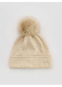 Reserved - Czapka beanie z pomponem - kremowy ze sklepu Reserved w kategorii Czapki z daszkiem damskie - zdjęcie 188695231