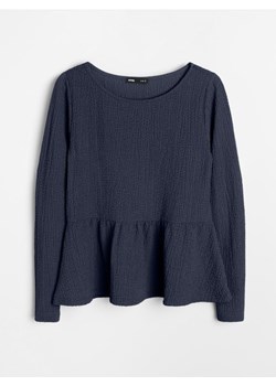 Sinsay - Bluzka z ozdobnymi falbanami - granatowy ze sklepu Sinsay w kategorii Bluzki damskie - zdjęcie 188696452