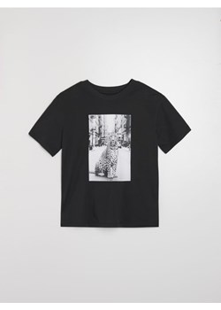 Sinsay - Bawełniana koszulka z nadrukiem - szary ze sklepu Sinsay w kategorii Bluzki damskie - zdjęcie 188696470