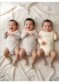 Sinsay - Bawełniane body 3 pack - kremowy ze sklepu Sinsay w kategorii Body niemowlęce - zdjęcie 188696472