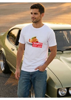 Sinsay - Bawełniana koszulka z nadrukiem - biały ze sklepu Sinsay w kategorii T-shirty męskie - zdjęcie 188696513