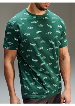 Sinsay - Bawełniana wzorzysta koszulka - zielony ze sklepu Sinsay w kategorii T-shirty męskie - zdjęcie 188696532