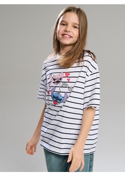 Sinsay - Bawełniana koszulka w paski z nadrukiem Lilo & Stitch - wielobarwny ze sklepu Sinsay w kategorii Bluzki dziewczęce - zdjęcie 188696614