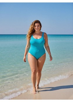Sinsay - Jednoczęściowy prążkowany kostium kompielowy - turkusowy ze sklepu Sinsay w kategorii Stroje kąpielowe - zdjęcie 188696621