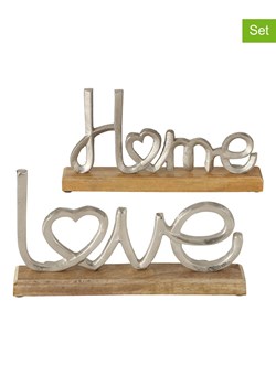 Boltze Dekoracje (2 szt.) "Love Home" w kolorze srebrno-brązowym ze sklepu Limango Polska w kategorii Dekoracje - zdjęcie 188700652