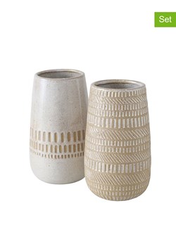 Boltze Wazony (2 szt.) "Nalini" w kolorze beżowo-białym - wys. 19 x Ø 11 cm ze sklepu Limango Polska w kategorii Wazony - zdjęcie 188700702