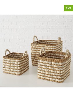Boltze Koszyki (3 szt.) "Adila" w kolorze jasnobrązowo-białym ze sklepu Limango Polska w kategorii Pojemniki kuchenne - zdjęcie 188700852