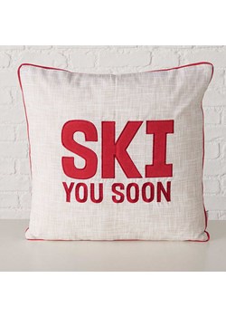 Boltze Poduszka "Skiing" w kolorze kremowo-czerwonym - 45 x 45 cm ze sklepu Limango Polska w kategorii Poduszki dekoracyjne - zdjęcie 188700944