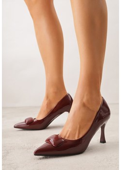 Bordowe Lakierowane Czółenka na Szpilce z Ozdobą Aroanoire ze sklepu born2be.pl w kategorii Czółenka - zdjęcie 188709392