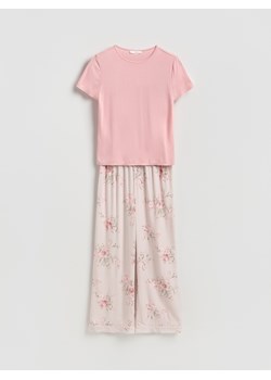 Reserved - Dwuczęściowa piżama z wiskozą - brązowy ze sklepu Reserved w kategorii Piżamy damskie - zdjęcie 188709564