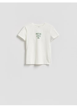 Reserved - T-shirt z nadrukiem - biały ze sklepu Reserved w kategorii Bluzki damskie - zdjęcie 188709624