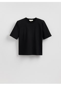 Reserved - T-shirt z poduszkami na ramionach - czarny ze sklepu Reserved w kategorii Bluzki damskie - zdjęcie 188709752