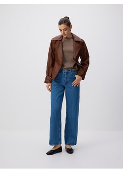 Reserved - T-shirt z domieszką jedwabiu - brązowy ze sklepu Reserved w kategorii Bluzki damskie - zdjęcie 188709784