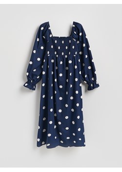 Reserved - Bawełniana sukienka w groszki - granatowy ze sklepu Reserved w kategorii Sukienki - zdjęcie 188709810