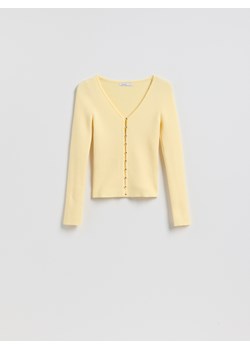 Reserved - Kardigan z dodatkiem wiskozy - jasnożółty ze sklepu Reserved w kategorii Swetry damskie - zdjęcie 188709874