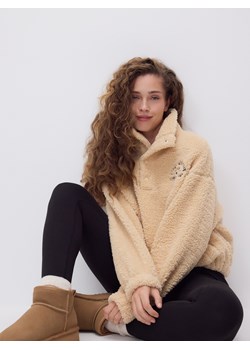 Reserved - Bluza sherpa ze stójką - beżowy ze sklepu Reserved w kategorii Bluzy damskie - zdjęcie 188709924