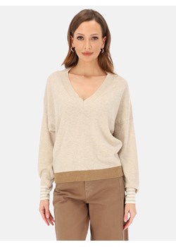 Beżowy sweter damski z wełną i kaszmirem L'AF Rosa ze sklepu Eye For Fashion w kategorii Swetry damskie - zdjęcie 188710563