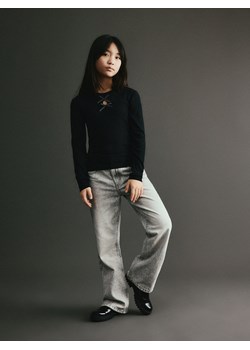 Reserved - Prążkowana koszulka z wiskozy - czarny ze sklepu Reserved w kategorii Bluzki dziewczęce - zdjęcie 188711184