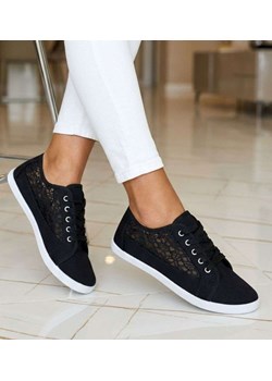 Tenisówki damskie czarne ażurowe koronkowe /H2 17337 T7/ ze sklepu Pantofelek24.pl w kategorii Trampki damskie - zdjęcie 188711454