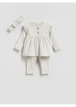 Reserved - Bawełniany komplet z opaską - złamana biel ze sklepu Reserved w kategorii Komplety niemowlęce - zdjęcie 188714910