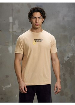 Sinsay - Bawełniana koszulka z napisem - beżowy ze sklepu Sinsay w kategorii T-shirty męskie - zdjęcie 188715760