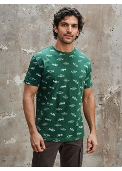 Sinsay - Bawełniana wzorzysta koszulka - zielony ze sklepu Sinsay w kategorii T-shirty męskie - zdjęcie 188715774