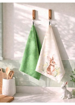 Sinsay - Wielkanocne ścierki kichenne z motywem zająca 2 pack - zielony ze sklepu Sinsay w kategorii Fartuchy kuchenne - zdjęcie 188715882