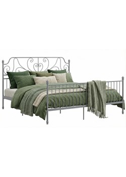 Szare metalowe łóżko małżeńskie 200x200 cm W8-Z17 ze sklepu Edinos.pl w kategorii Łóżka i materace - zdjęcie 188715941