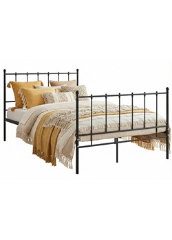 Czarne metalowe łóżko z zagłówkiem 120x200 cm F9-S50 ze sklepu Edinos.pl w kategorii Łóżka i materace - zdjęcie 188715942